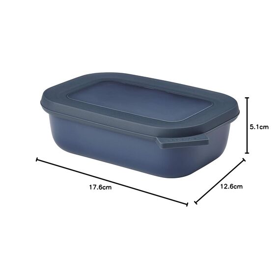 Mepal - Multi Bowl Cirqula Rectangular - Vorratsdose mit Deckel - Geeignet als Luftdichte Aufbewahrungsbox für den Kühlschrank, Mikrowellengeschirr & als Frischhaltedosen - 500 ml - Nordic Denim