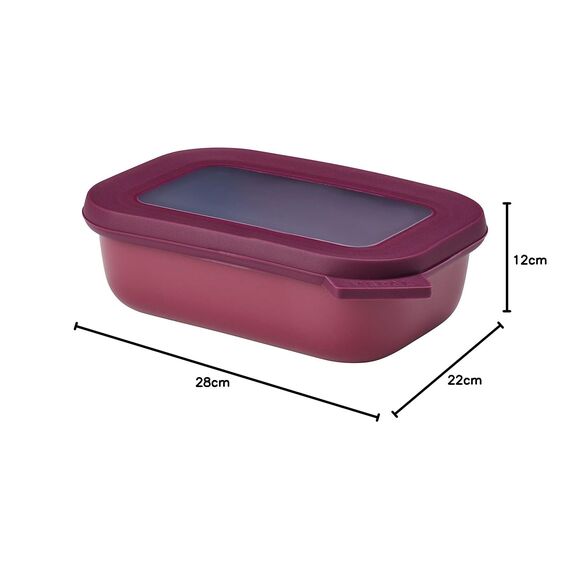 Mepal - Multi Bowl Cirqula Rectangular - Vorratsdose mit Deckel - Geeignet als Luftdichte Aufbewahrungsbox für den Kühlschrank, Mikrowellengeschirr & als Frischhaltedosen - 500 ml - Nordic Berry