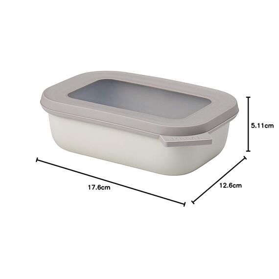 Mepal Multi Bowl Cirqula Rectangular - Mikrowellen Geschir - Geeignet als Luftdichte Aufbewahrungsbox für den Kühlschrank, Mikrowellengeschirr & als Frischhaltedosen - 500 ml - Nordic white