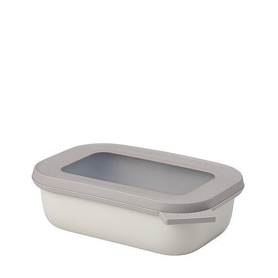 Mepal Multi Bowl Cirqula Rectangular - Mikrowellen Geschir - Geeignet als Luftdichte Aufbewahrungsbox für den Kühlschrank, Mikrowellengeschirr & als Frischhaltedosen - 500 ml - Nordic white