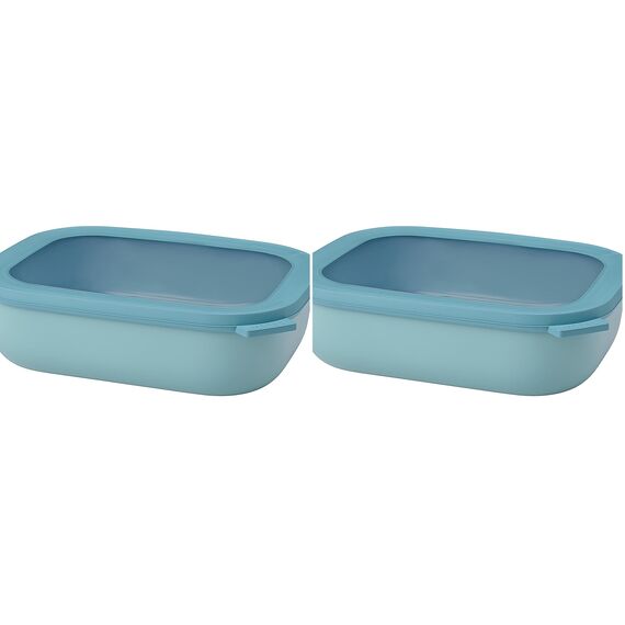 Mepal Multi Bowl Cirqula Rectangular - Mikrowellen Geschir - Geeignet als Luftdichte Aufbewahrungsbox für den Kühlschrank, Mikrowellengeschirr & als Frischhaltedosen - 2000 ml - Nordic Green
