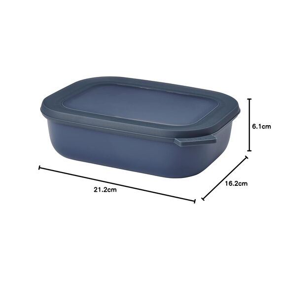 Mepal - Multi Bowl Cirqula Rectangular - Vorratsdose mit Deckel - Geeignet als Luftdichte Aufbewahrungsbox für den Kühlschrank, Mikrowellengeschirr & als Frischhaltedosen - 1000 ml - Nordic Denim