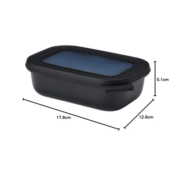 Mepal Multi Bowl Cirqula Rectangular - Mikrowellen Geschir - Geeignet als Luftdichte Aufbewahrungsbox für den Kühlschrank, Mikrowellengeschirr & als Frischhaltedosen - 500 ml - Nordic black