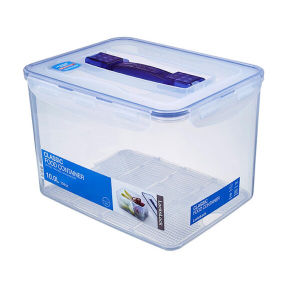 LocknLock PP Classic Aufbewahrungsbox luftdicht mit Griff & Ablaufgitter| 10L | 29,5 x 23 x 20,3 cm | 100 % luft- und wasserdichter Vorratsbehälter mit Deckel | Gefrierfeste Aufbewahrungsdose