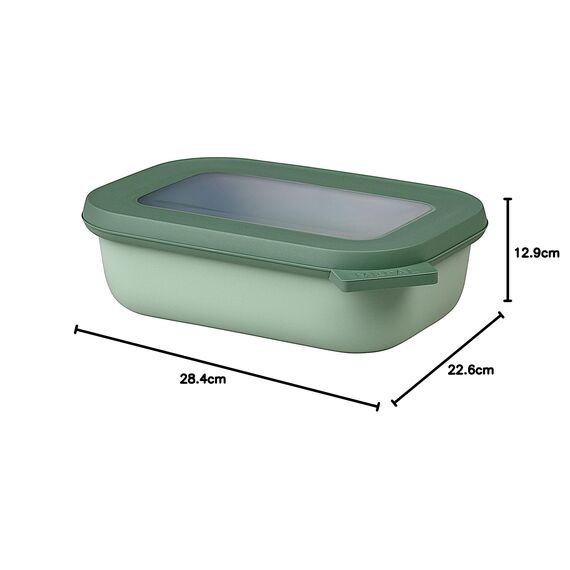 Mepal Multi Bowl Cirqula Rectangular - Mikrowellen Geschir - Geeignet als Luftdichte Aufbewahrungsbox für den Kühlschrank, Mikrowellengeschirr & als Frischhaltedosen - 500 ml - Nordic sage