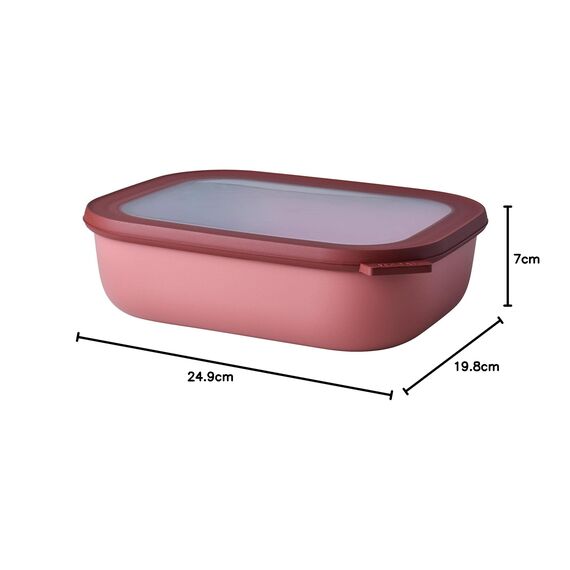 Mepal Multi Bowl Cirqula Rectangular - Mikrowellen Geschir - Geeignet als Luftdichte Aufbewahrungsbox für den Kühlschrank, Mikrowellengeschirr & als Frischhaltedosen - 2000 ml - Vivid mauve