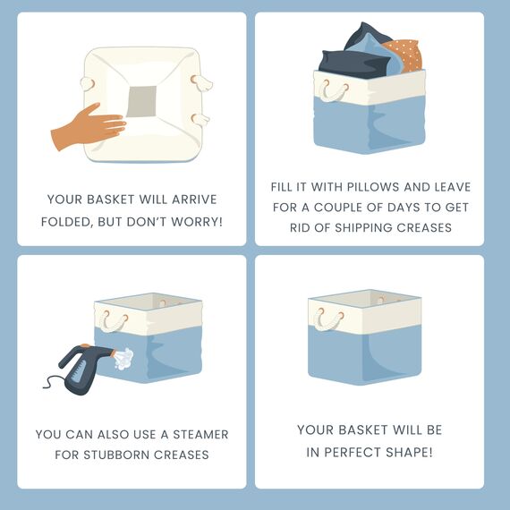 OrganiHaus Aufbewahrungsbox 33x33cm 3er-Set, Würfelkörbe aus Stoff mit Seilgriffen, Faltbare Aufbewahrungswürfel für Kallax Organizer, Ablagekörbe für das Kinderzimmer Navy blau