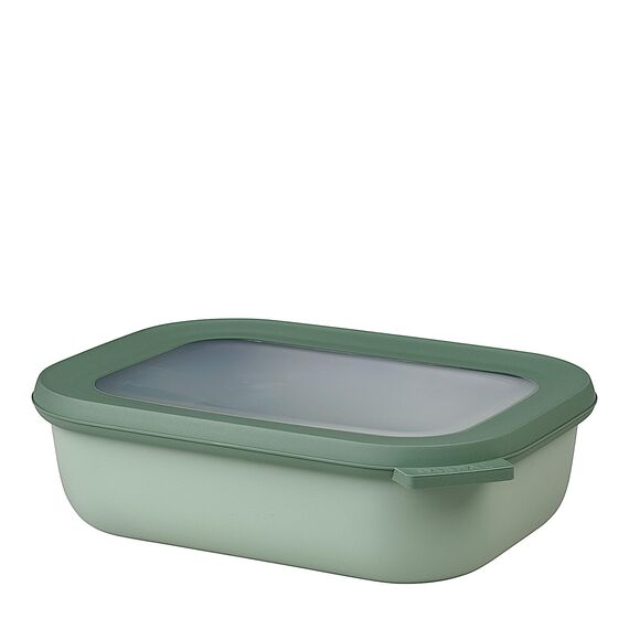 Mepal Multi Bowl Cirqula Rectangular - Mikrowellen Geschir - Geeignet als Luftdichte Aufbewahrungsbox für den Kühlschrank, Mikrowellengeschirr & als Frischhaltedosen - 1000 ml - Nordic sage