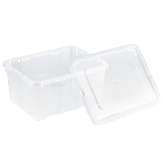 Grizzly Kleine Aufbewahrungsbox mit Deckel, 1,7 L transparente Box, 12er Set, belüftet, stapelbar, ideale Organizer-Boxen mit Belüftung