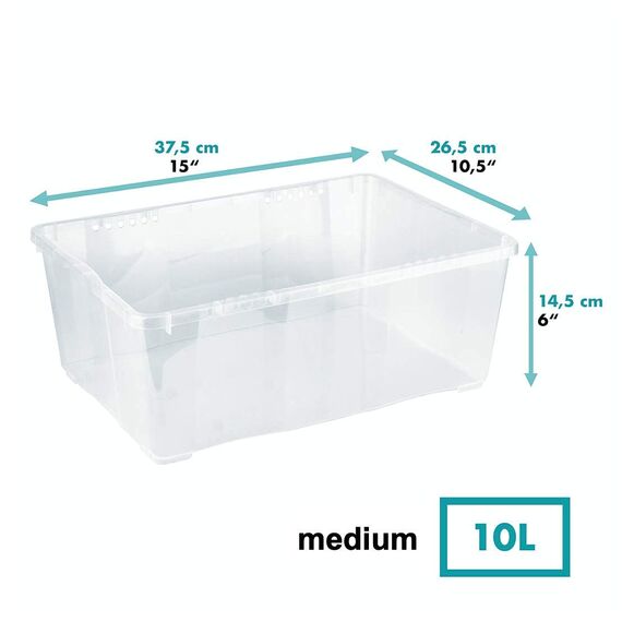 Grizzly Aufbewahrungsboxen 3 x 10 L mit Deckel transparent - Klarsichtboxen stapelbar mit Belüftung