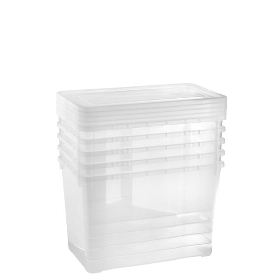 Grizzly Aufbewahrungsboxen 5 x 10 L small hoch mit Deckel transparent - Klarsichtboxen stapelbar mit Belüftung