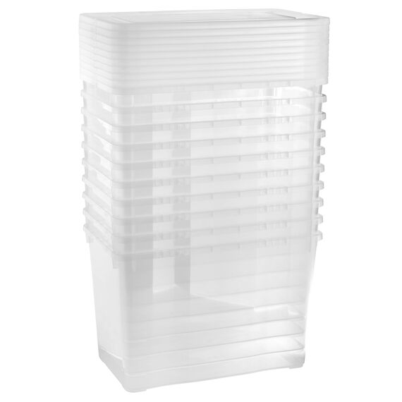 Grizzly Aufbewahrungsboxen 10 x 10 L small hoch mit Deckel transparent - Klarsichtboxen stapelbar mit Belüftung