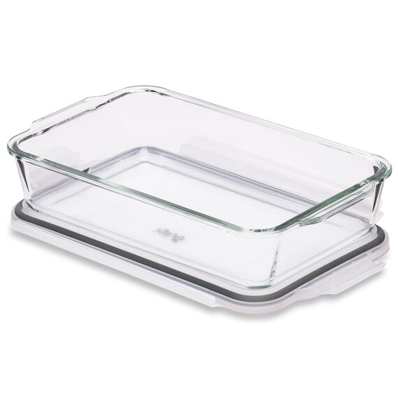 Igluu Meal Prep Lasagne-Auflaufform mit BPA-freiem Schnappverschluss-Deckel - 2,2 Liter (1-teilig) – rechteckige, robustes Borosilikatglasform – ofen-, mikrowellen-, gefrier- & spülmaschinengeeignet