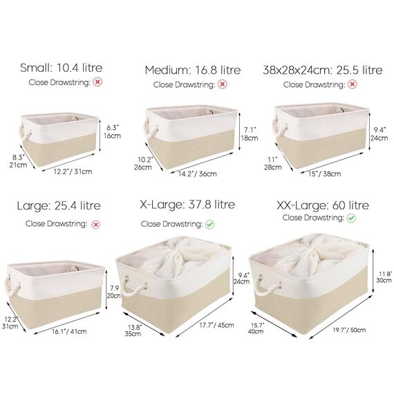 Mangata 3 Stück aufbewahrungskorb Stoff, Kleine aufbewahrungsbox Schrank, Korb aufbewahrung Stoff mit Baumwolle Seil für Spielzeug, kleiderschrank, Regale, Kleidung (Faltbare, Khaki-Weiß)