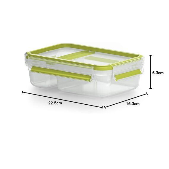 EMSA Clip & Go Yoghurtbox, 0,6 L, Brotdose mit Knick-Ecke, 100 Prozent dicht, mit Frischedichtung, Transparent, Hellgrün, Made in Germany, 518103