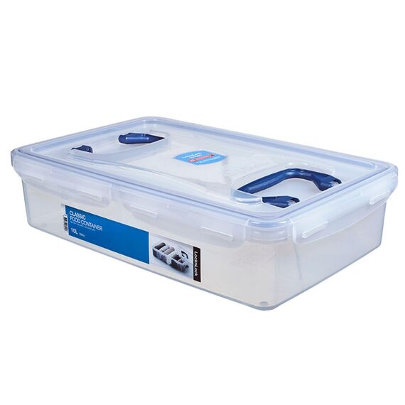 LocknLock PP CLASSIC Aufbewahrungsbox mit Deckel und Griffen | 10 L, 456 x 300 x 110 mm | 100 % Luftdicht | halbtransparenter Vorratsbehälter | Vorratsbehälter mit Deckel für Haushaltsgegenstände