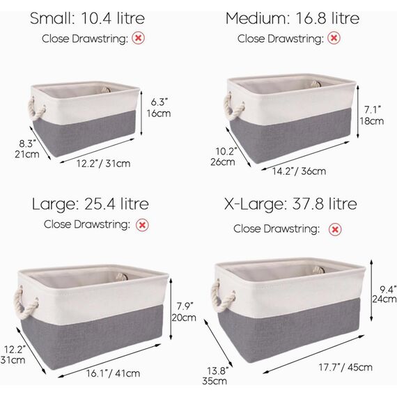 Mangata 3 Stück aufbewahrungskorb Stoff, Faltbare aufbewahrungsbox Schrank, Korb aufbewahrung Stoff mit Baumwolle Seil für Spielzeug, kleiderschrank, Regale, Kleidung (kaltes graues Weiß, groß)