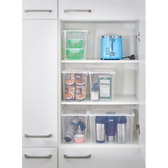 Grizzly Aufbewahrungsboxen 5 x 10 L small hoch mit Deckel transparent - Klarsichtboxen stapelbar mit Belüftung