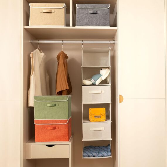 BrilliantJo Aufbewahrungsboxen mit Deckel, Faltbarer Aufbewahrungskorb für Kleidung mit Griff für Spielzeug, Bücher, Schrank, Schlafzimmer, Zuhause, 4-Farbige-Set 38 x 25 x 25 cm