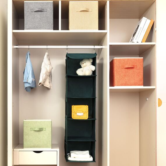 BrilliantJo Aufbewahrungsbox aus Stoff in 4er Set, 27 x 27 x 28 cm Faltbare Aufbewahrungskiste mit Griffe Ordnungssystem Korb für Schrank Regal Spind 4-Farbige-Set