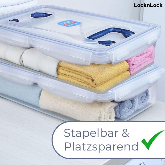 LocknLock PP CLASSIC Aufbewahrungsbox mit Deckel und Griffen | 10 L, 456 x 300 x 110 mm | 100 % Luftdicht | halbtransparenter Vorratsbehälter | Vorratsbehälter mit Deckel für Haushaltsgegenstände