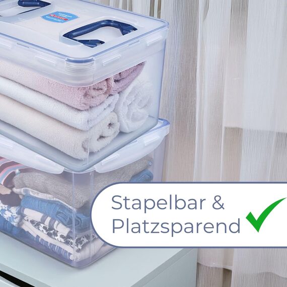 LocknLock PP CLASSIC Aufbewahrungsbox mit Deckel und Griffen | 16 L, 361 x 274 x 212 mm | 100 % Luftdicht | halbtransparenter Vorratsbehälter | Vorratsbehälter mit Deckel für Haushaltsgegenstände