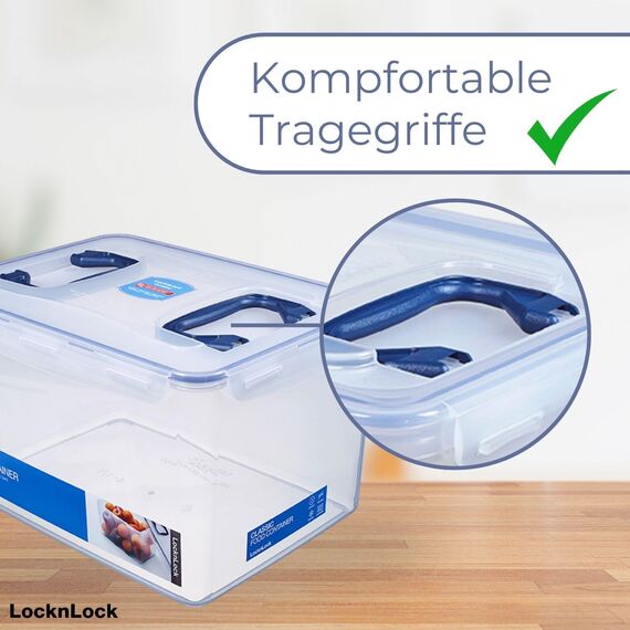 LocknLock PP CLASSIC Aufbewahrungsbox mit Deckel und Griffen | 16 L, 361 x 274 x 212 mm | 100 % Luftdicht | halbtransparenter Vorratsbehälter | Vorratsbehälter mit Deckel für Haushaltsgegenstände