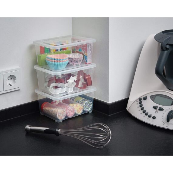 Grizzly Kleine Aufbewahrungsbox mit Deckel, 1,7 L transparente Box, 8er Set, belüftet, stapelbar, ideale Organizer-Boxen mit Belüftung