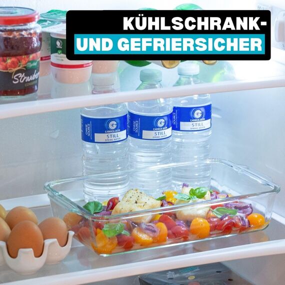 Igluu Meal Prep Lasagne-Auflaufform mit BPA-freiem Schnappverschluss-Deckel - 2,2 Liter (1-teilig) – rechteckige, robustes Borosilikatglasform – ofen-, mikrowellen-, gefrier- & spülmaschinengeeignet