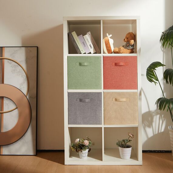 BrilliantJo Aufbewahrungsbox aus Stoff in 4er Set, 33 x 38 x 33 cm Faltbare Aufbewahrungskiste mit Griffe Ordnungssystem Korb für Schrank Regal Spind 4-Farbige-Set