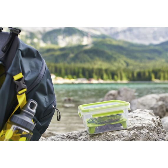 EMSA Clip & Go Lunchbox, 1,3 L, Brotdose inklusive Gittereinsatz, 100 Prozent dicht, mit Frischedichtung, Transparent, Hellgrün, Made in Germany, N10717
