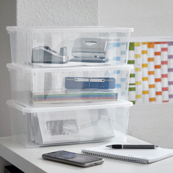 Grizzly Aufbewahrungsboxen 5 x 5 L mit Deckel transparent - Klarsichtboxen stapelbar mit Belüftung