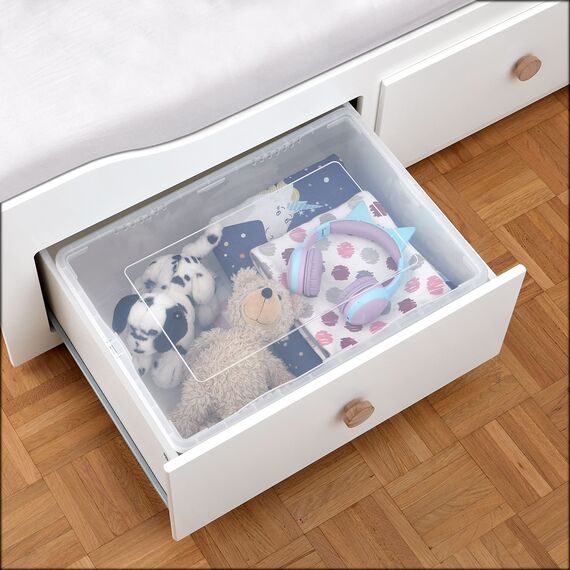 Grizzly Aufbewahrungsboxen 5 x 25 L large mit Deckel transparent - Klarsichtboxen stapelbar mit Belüftung