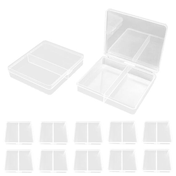 WYAN 12 Stück Transparent Klein Plastikboxen, Aufbewahrungsbehälter aus Kunststoff mit Deckel, Rechteckige leere Mini-Aufbewahrungsbox für kleinteile, perlen, Ringe, Schrauben (6.7 * 5.7 * 1.2cm)