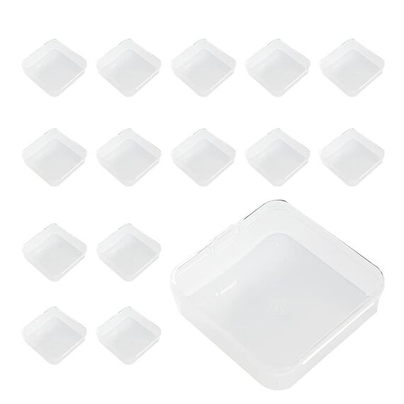 WYAN 15 Stück Plastik Transparent Aufbewahrungsbox,mit Deckel,für Kleine Perlen, Pillen, Schmuck, Schrauben Sortierbox, Bastelzubehör(6.4 x 6.4cm)