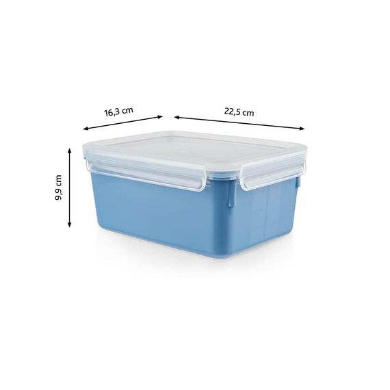 Emsa Frischhaltedose mit Deckel 2,2l Clip & Close Color Edition, 100% auslaufsicher, hygienisch, spülmaschinenfest, mikrowellengeeignet, gefriergeeignet, blau, N10128