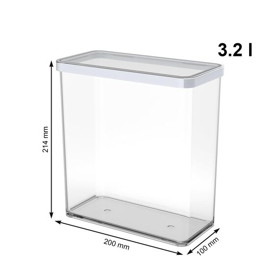 Rotho Loft Vorratsdose 3.2l mit Deckel, Kunststoff (SAN) BPA-frei, transparent/weiss, 3.2l (20.0 x 10.0 x 21.4 cm)
