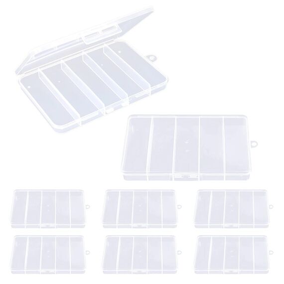 WYAN 8 Stück Transparent Klein Plastikboxen, Aufbewahrungsbehälter aus Kunststoff mit Deckel, Rechteckige leere Mini-Aufbewahrungsbox für kleinteile, perlen, Ringe, Ohrringe, Schrauben (14*9.5*1.2cm)