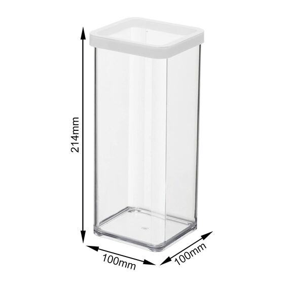 Rotho Loft quadratische Vorratsdose 1.5l mit Deckel und Dichtung, lebensmittelechter Kunststoff, Weiss / Transparent
