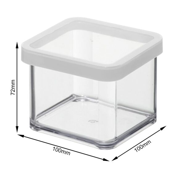 Rotho Loft quadratische Vorratsdose 0,5l mit Deckel und Dichtung, Kunststoff (SAN) BPA-frei, transparent/weiss, 0,5l (10,0 x 10,0 x 7,2 cm)