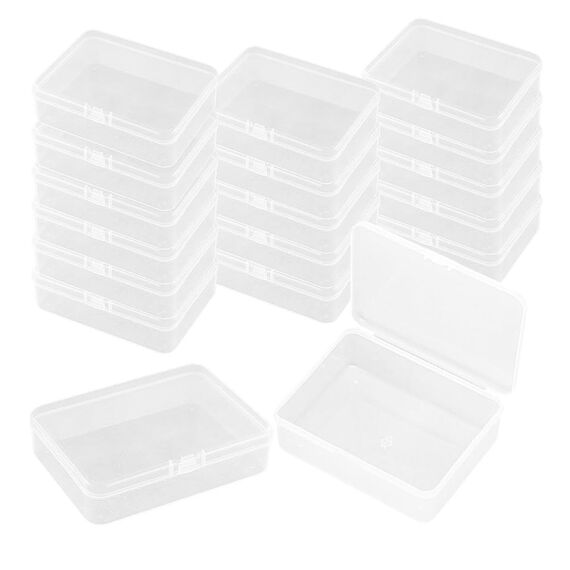 WYAN 18 Stück Transparent Klein Plastikboxen, Aufbewahrungsbehälter aus Kunststoff mit Deckel, Rechteckige leere Mini-Aufbewahrungsbox für kleinteile, perlen, Ringe, Ohrringe, Schrauben(75*51*20mm)