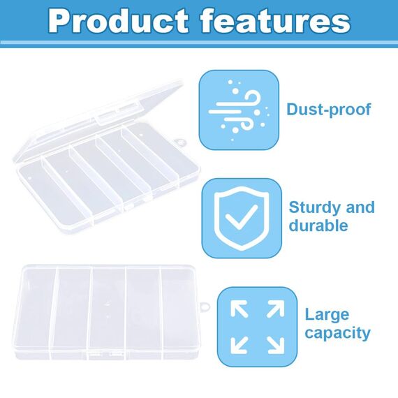 WYAN 8 Stück Transparent Klein Plastikboxen, Aufbewahrungsbehälter aus Kunststoff mit Deckel, Rechteckige leere Mini-Aufbewahrungsbox für kleinteile, perlen, Ringe, Ohrringe, Schrauben (14*9.5*1.2cm)