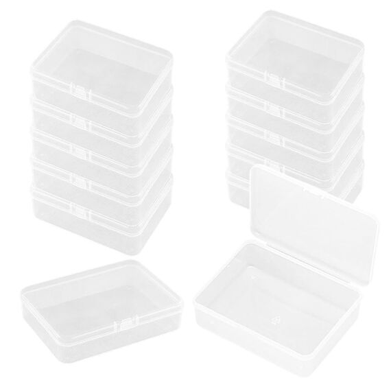 WYAN 12 Stück Großer Rechteckiger Kunststoff Aufbewahrungsboxbehälteren,Kleine Aufbewahrungsboxen,Transparenter Aufbewahrungsorganisator,zur aufbewahrung von schmuck, kunsthandwerk und kleinteilen