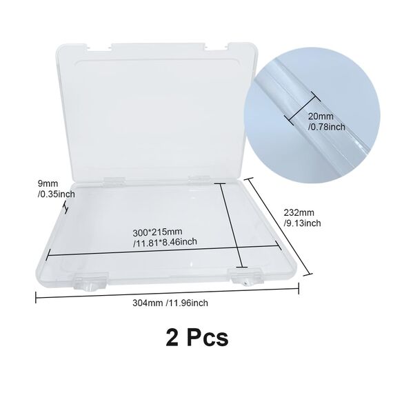 WYAN 2 Stück A4 Ordner Aufbewahrungsboxen,Klare Kunststoffperlen Aufbewahrungsbehälter Box,Rechteck Perlenhalter Kunststoffkoffer,Baustein Organizer,für die Speicherung von Elementen