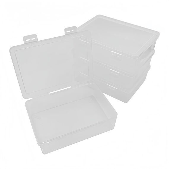 WYAN 4pcs A5 Aufbewahrungsbox mit Deckel, Aufbewahrungsbox, Plastikbox mit Deckel, für Haus, Büro, Schule zur Aufbewahrung von Akten, Zeitschriften, Schmuck, Kleinen Gegenständen, Kleinteilen