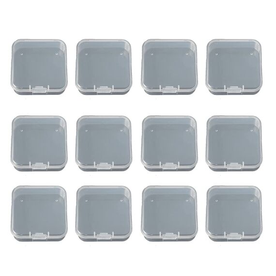 WYAN 12 Stück Aufbewahrungsbehälter aus Kunststoff mit Deckel, für Kleinteile,kleine Perlen,und andere Bastelzubehör(5.5 x 5.5cm)