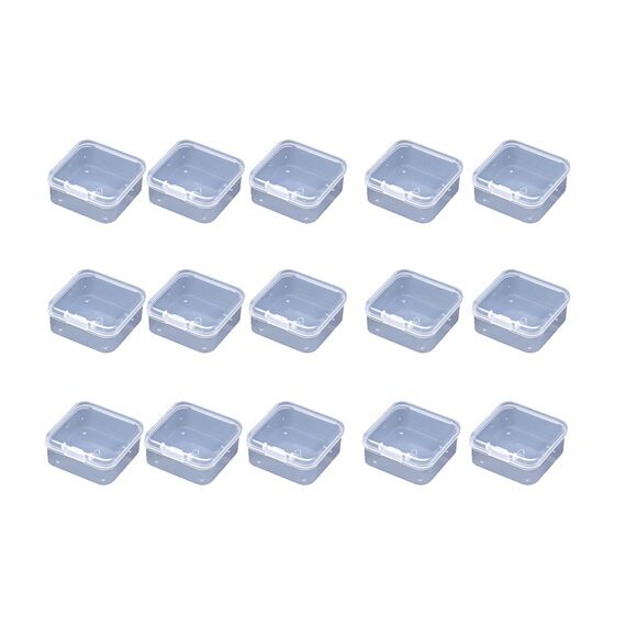 WYAN 15 Stück Aufbewahrungsbehälter aus Kunststoff mit Deckel, für Kleinteile,kleine Perlen,und andere Bastelzubehör(4.3 x 4.3cm)