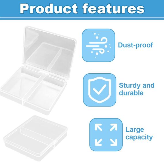 WYAN 12 Stück Transparent Klein Plastikboxen, Aufbewahrungsbehälter aus Kunststoff mit Deckel, Rechteckige leere Mini-Aufbewahrungsbox für kleinteile, perlen, Ringe, Schrauben (6.7 * 5.7 * 1.2cm)