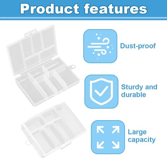 WYAN 8 Stück Transparent Klein Plastikboxen, Aufbewahrungsbehälter aus Kunststoff mit Deckel, Rechteckige leere Mini-Aufbewahrungsbox für kleinteile, perlen, Ringe, Ohrringe, Schrauben (11 * 7 * 2cm)