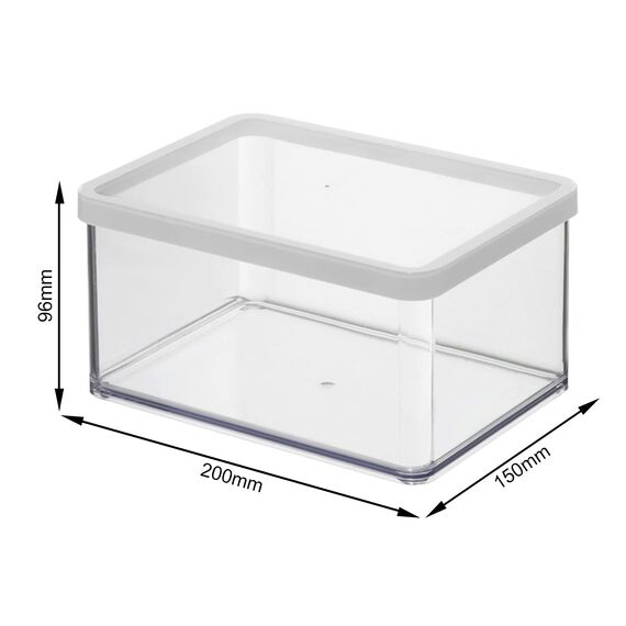Rotho Loft rechteckige Vorratsdose 2.25l mit Deckel und Dichtung, Kunststoff (SAN) BPA-frei, transparent/weiss, 2.25l (20.0 x 15.0 x 9.6 cm)